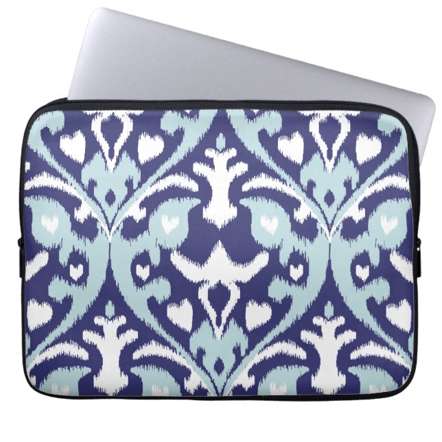 Funda Para Portátil Modelo tribal moderno del ikat femenino azul y (Frente)