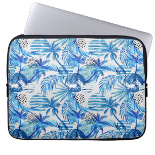 Funda Para Portátil Modelo tropical azul brillante de la acuarela