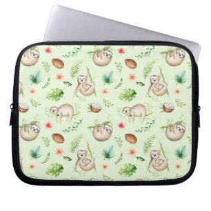 Funda Para Portátil Modelo tropical de la pereza del coco
