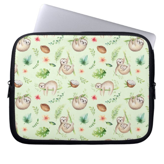 Funda Para Portátil Modelo tropical de la pereza del coco (Frente)