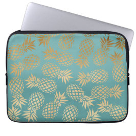 Funda Para Portátil modelo tropical de la piña del falso oro elegante