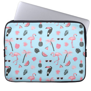 Funda Para Portátil Modelo tropical del verano rosado y azul