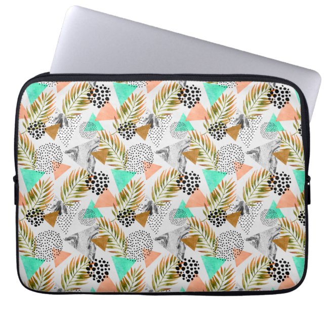 Funda Para Portátil Modelo tropical geométrico abstracto de la hoja (Frente)