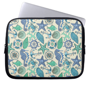 Funda Para Portátil Modelo verde azulado de los animales de mar