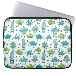 Funda Para Portátil Modelo verde y azul del Succulent de la acuarela