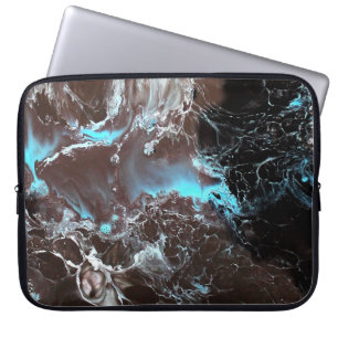 Funda Para Portátil Modelo veteado blanco azul negro de la pintura