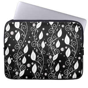 Funda Para Portátil Modern abstract black and white ink illustration