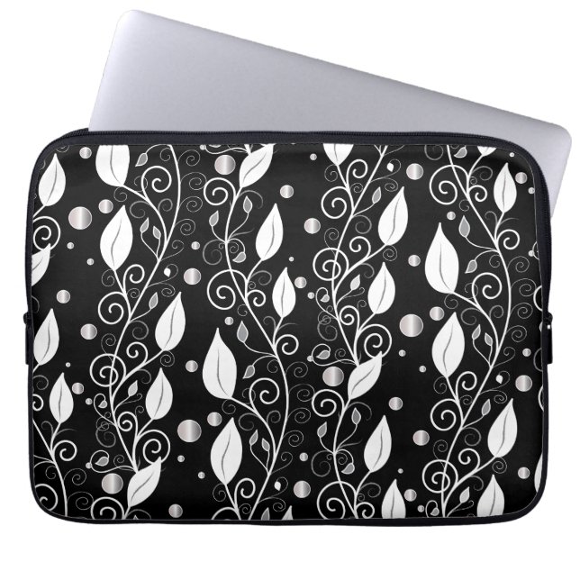 Funda Para Portátil Modern abstract black and white ink illustration (Frente)