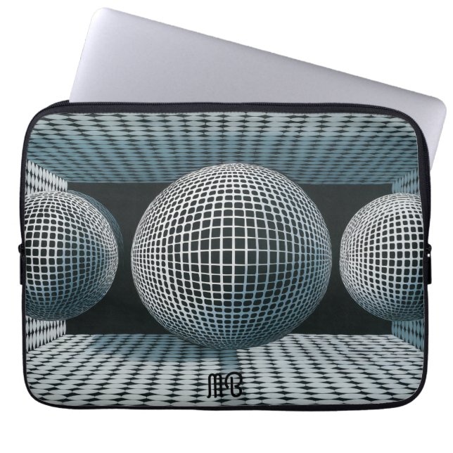 Funda Para Portátil Modern Abstract Geometric Black White Pattern 13" (Frente)