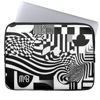 Funda Para Portátil Modern Abstract Geometric Black White Pattern 13"