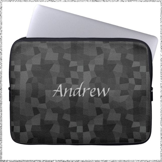 Funda Para Portátil Modern Black and Gray Abstract Geometric (Subido por el creador)