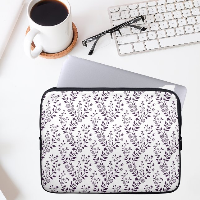 Funda Para Portátil Modern Boho Floral Pattern Plum White (Subido por el creador)