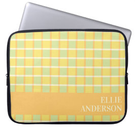Funda Para Portátil Modern Checker Green Yellow Orange Personalized