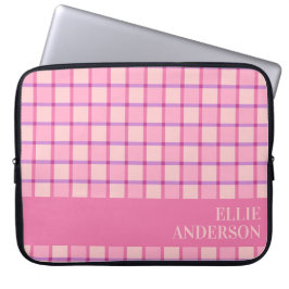 Funda Para Portátil Modern Checker Pink Purple Personalized
