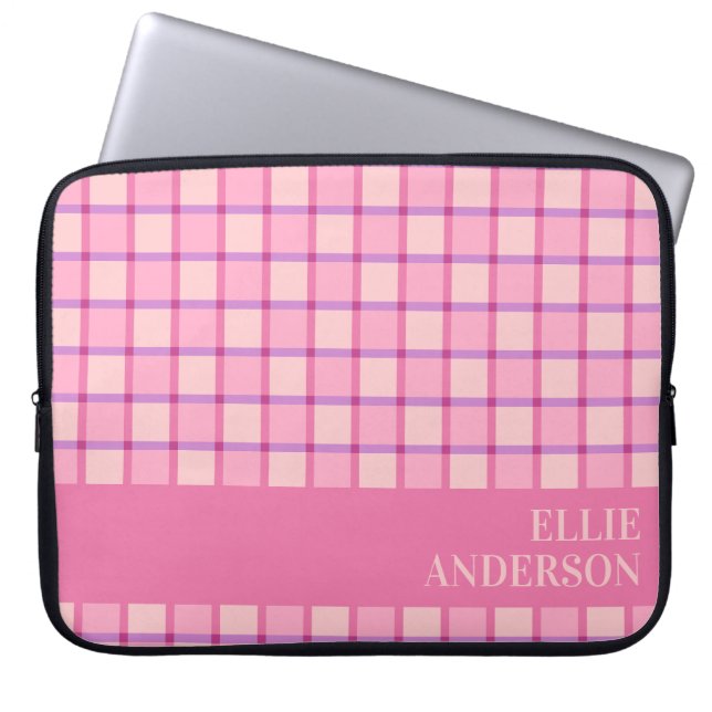 Funda Para Portátil Modern Checker Pink Purple Personalized (Frente)