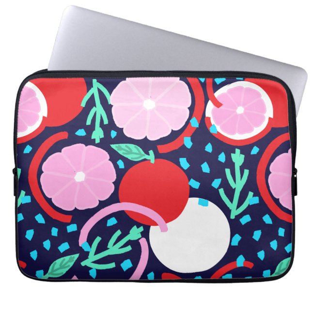 Funda Para Portátil Modern Citrus Fruit Geometric Midnight Market (Frente)