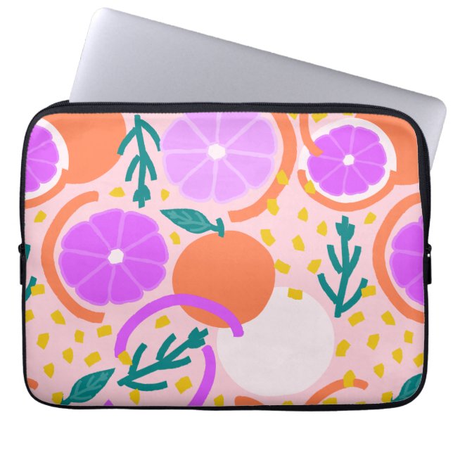 Funda Para Portátil Modern Citrus Fruit Geometric Pink Lemonade (Frente)