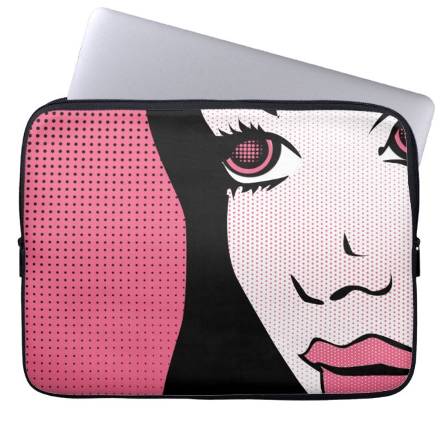 Funda Para Portátil Modern Comic Book Pop Art of Woman's Face (Frente)