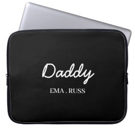 Funda Para Portátil Modern Dad Kids Names Father’s Day Script Black