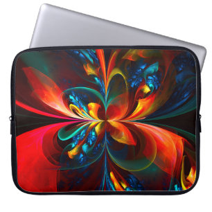 Funda Para Portátil Modern Floral Resumen Art Naranja Patrón Azul #14