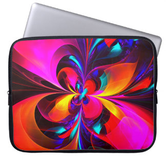 Funda Para Portátil Modern Floral Resumen Arte Patrón Azul Rojo #07