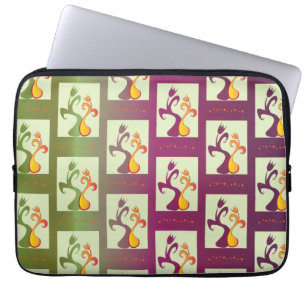 Funda Para Portátil Modern Green and purple Tulip Couple pattern