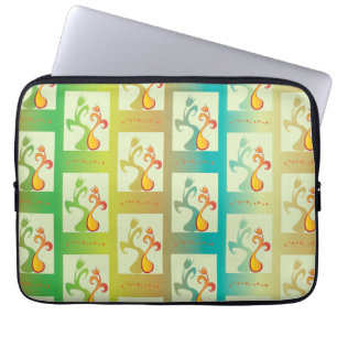 Funda Para Portátil Modern Green, yellow and blue Tulip Couple pattern