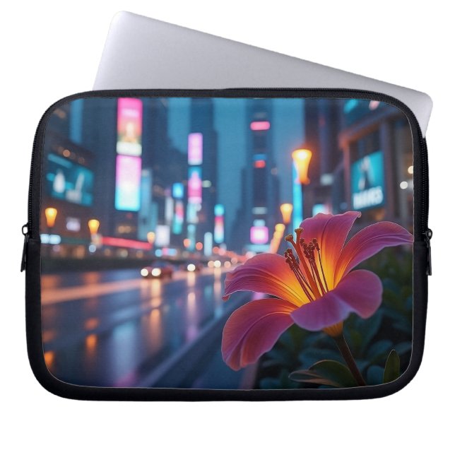 Funda Para Portátil Modern Neon Bloom Cityscape 10' (Frente)