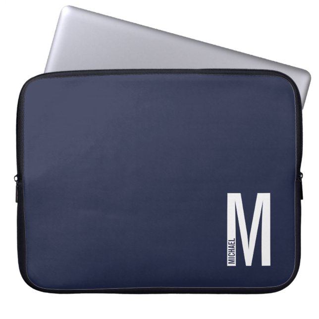 Funda Para Portátil Modern Personalized Bold Monogram and Name (Frente)