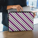 Funda Para Portátil Modern Pink Purple Black Stripes Pattern<br><div class="desc">Modern and trendy diagonal stripes pattern in 4 colors: white,  pink,  purple and black.</div>