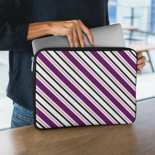 Funda Para Portátil Modern Pink Purple Black Stripes Pattern