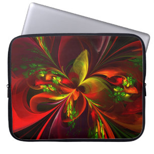 Funda Para Portátil Modern Red Green Floral Abstract Art Pattern #05