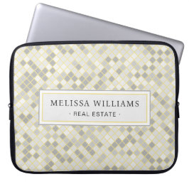 Funda Para Portátil Modern Yellow & Gray Geometric Business