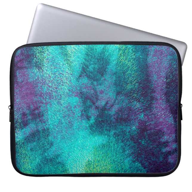 Funda para portátil moderna abstracta en azul verd (Frente)