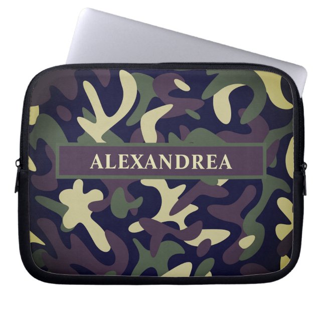 Funda Para Portátil Moderna camuflaje militar camuflaje verde personal (Frente)