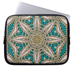 Funda Para Portátil Moderna flor geométrica Verde azulada personalizab
