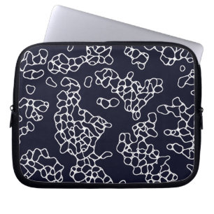 Funda Para Portátil Moderna Marina y Patrón Blanco