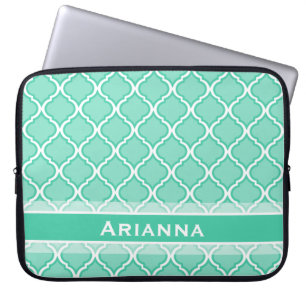 Funda Para Portátil Moderna Mint Green Trellis marroquí