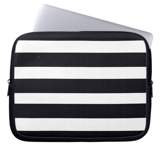Funda Para Portátil Moderna Moda Guay Clásica En Blanco Y Negro A Raya (Frente)