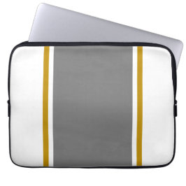 Funda Para Portátil Moderna Pinstripes Gris Gris Ancha Blanca