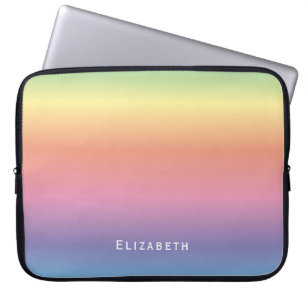 Funda Para Portátil Moderno Girly Cute Pastel Rainbow Ombre Nombre per
