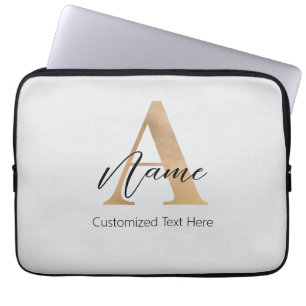 Funda Para Portátil Moderno Monogramado Inicial A & Name Personalizado