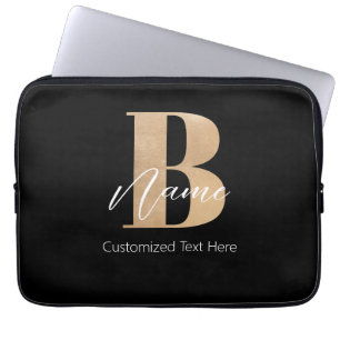 Funda Para Portátil Moderno Monogramado Inicial B & Name Personalizado