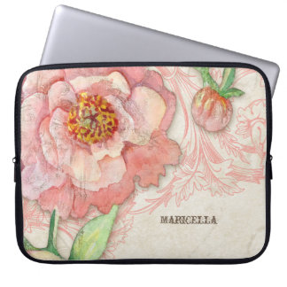 Funda Para Portátil Moderno Vintage Peony Floral Swirls Antiguo Vintag