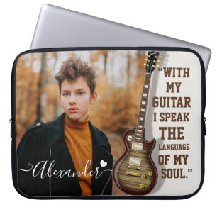 Funda Para Portátil Moderno y elegante foto y nombre de la guitarra el