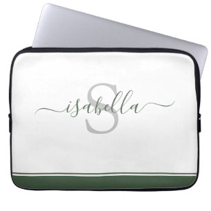 Funda Para Portátil Moderno y sencillo estilo Monogramado Evergreen