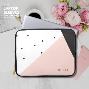 Funda Para Portátil Moderno y simple Rubor Girly y nombre de punto de
