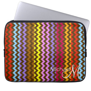 Funda Para Portátil Moderno Zigzag Chevron Monograma Personalizado 4