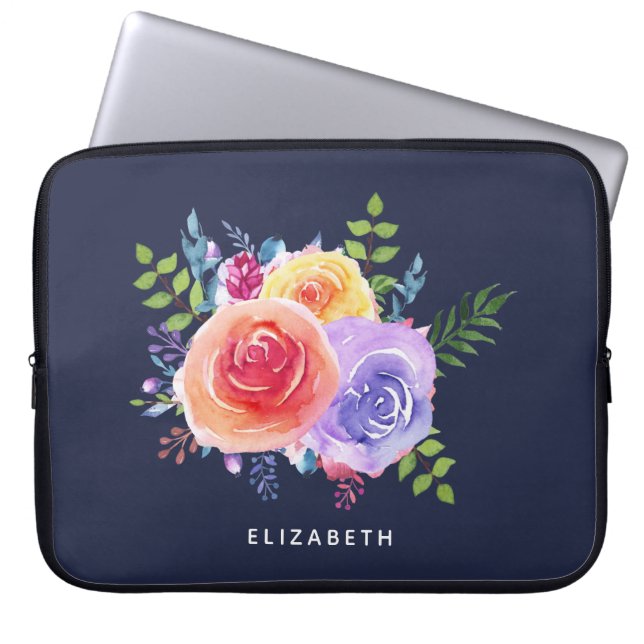 Funda Para Portátil Modernos Rosas de acuarela Bouquet floral (Frente)