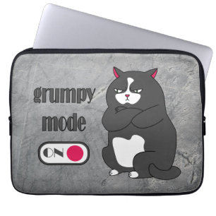Funda Para Portátil Modo gruñón en gato gordo gracioso